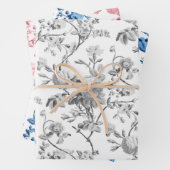 Elegant pastel roze, grijs, blauwe Rozen Inpakpapier Vel (In situ)