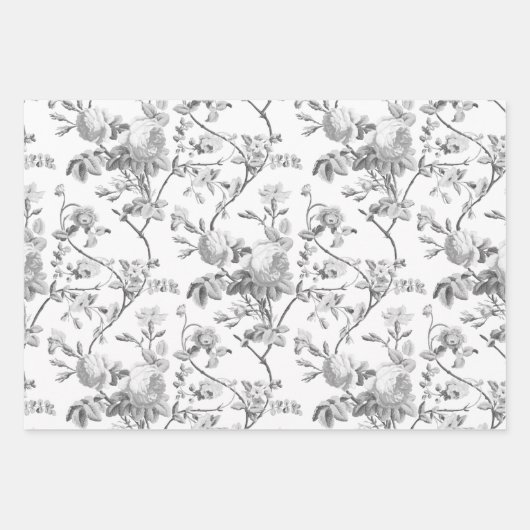 Elegant pastel roze, grijs, blauwe Rozen Inpakpapier Vel (Voorkant)