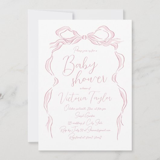 Elegant pastel roze hand getekende boog Baby showe Kaart (Voorkant)