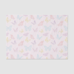 Elegant pastel roze naadloze vlinderpatroonpatroon tissuepapier