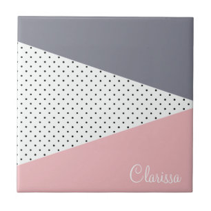 Elegant pastel roze paarse meetkundige poka dots tegeltje