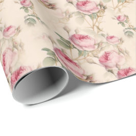 Elegant Pastel Roze Roses Floral Cadeaupapier