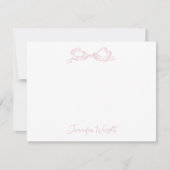 Elegant pastel roze strik gepersonaliseerd briefpa notitiekaartje (Voorkant)