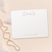 Elegant pastel roze strik gepersonaliseerd briefpa notitiekaartje