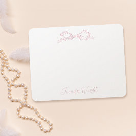 Elegant pastel roze strik gepersonaliseerd briefpa notitiekaartje