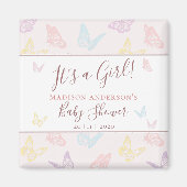 Elegant pastel roze vlinder Baby shower Magneet (Voorkant)
