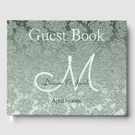 Elegant Pastel Sage Green Wedding Monogram Gastenboek