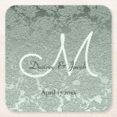 Elegant Pastel Sage Green Wedding Monogram Kartonnen Onderzetters (Voorkant)
