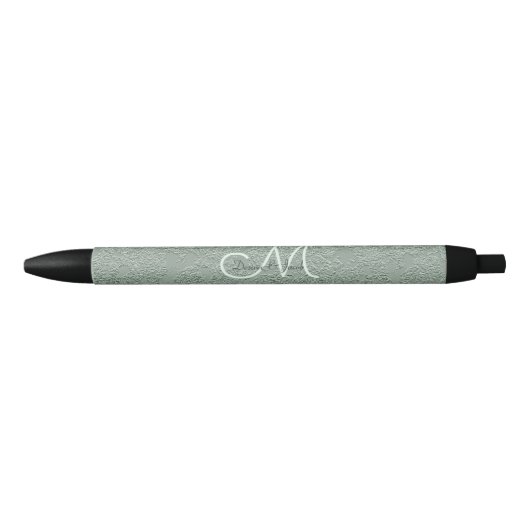 Elegant Pastel Sage Green Wedding Monogram Zwarte Inkt Pen (Voorkant)