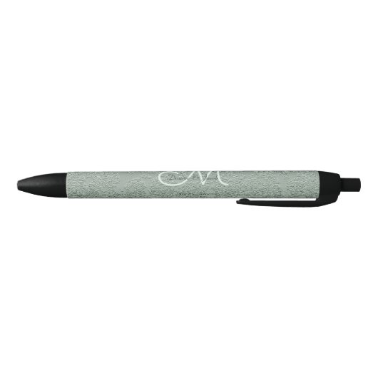 Elegant Pastel Sage Green Wedding Monogram Zwarte Inkt Pen (Bodem)