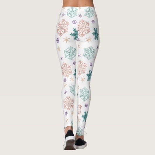 Elegant pastel Snowflake Patroon Leggings (Achterkant)