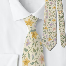 Elegant Pastel Ster Bloem Patroon Stropdas