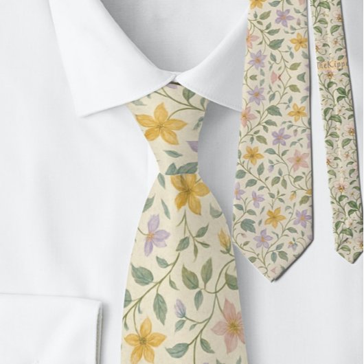 Elegant Pastel Ster Bloem Patroon Stropdas