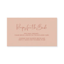 Elegant Pastel terracotta Recipe-aanvraagkaart