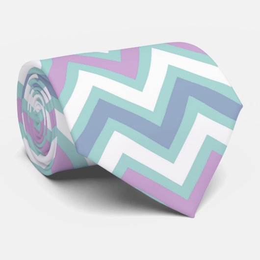 Elegant Pastel Tones Chevron Stropdas (Opgerold)