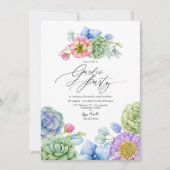 Elegant Pastel Vetplanten Tuinfeest Kaart (Voorkant)