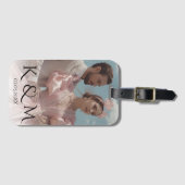 Elegant Pastel Vintage picture Wedding Bagagelabel (Voorkant (horizontaal))