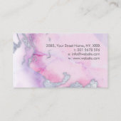 Elegant pastel vloeibare marmer en zilver visitekaartje (Achterkant)