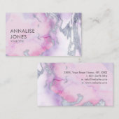 Elegant pastel vloeibare marmer en zilver visitekaartje (Voorkant / Achterkant)