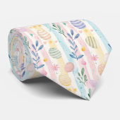 Elegant Pastel Watercolor Easter Stripes Eggs Stropdas (Opgerold)