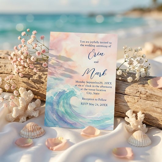 Elegant Pastel Watercolor Invitation | Soft Blush  Kaart