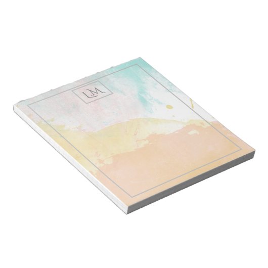 Elegant Pastel Watercolor Monogrammed Notitieblok (Schuin)