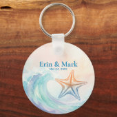 Elegant Pastel Watercolor | Soft Blush & Aqua Sleutelhanger (Voorkant)