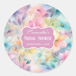 Elegant Pastel Waterverf Bloemen Vrijgezellenfeest Ronde Sticker