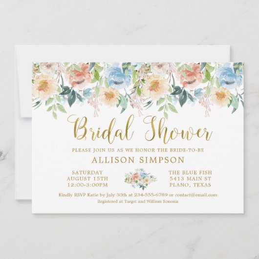 Elegant pastel Waterverf bloemig Vrijgezellenfeest Kaart (Voorkant)