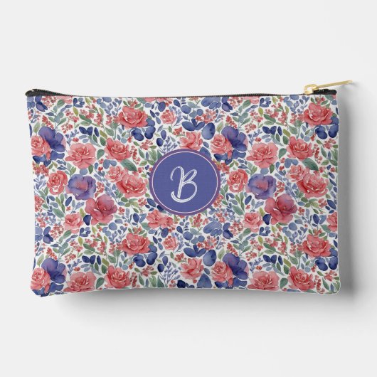 Elegant pastel Waterverf bloemmotief monogram Etui (Achterkant)