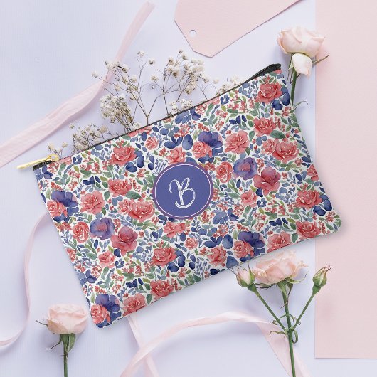 Elegant pastel Waterverf bloemmotief monogram Etui