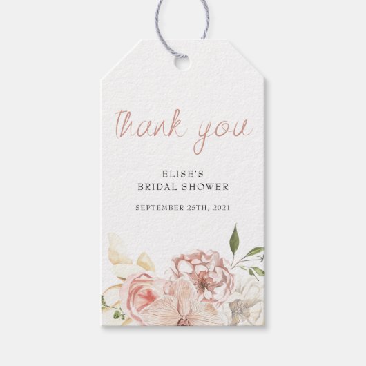 Elegant Pastel Waterverf Floral Cadeaulabel (Voorkant)