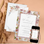 Elegant Pastel Waterverf Floral Wedding Invitatio Kaart