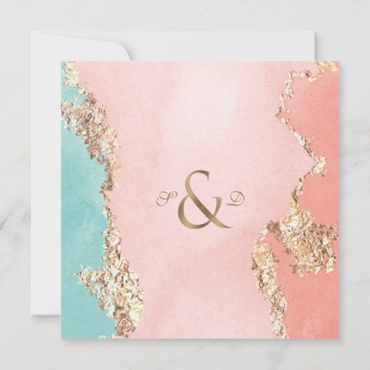 Elegant Pastel Waterverf Gold Foil Wedding Kaart (Achterkant)