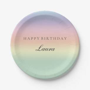 Elegant Pastel Waterverf Happy Birthday Party Papieren Bordje