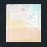 Elegant Pastel Waterverf Monogramed Notitieblok<br><div class="desc">Elegant monogrammed notepad met pastel waterverf achtergrond.</div>