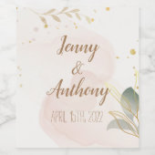 Elegant Pastel Waterverf Wijn Etiket (Enkel label)