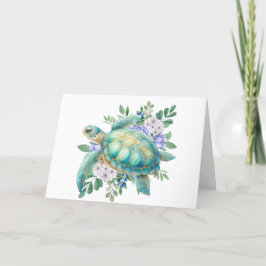 Elegant Pastel Waterverf Zee Turtle Note Kaart