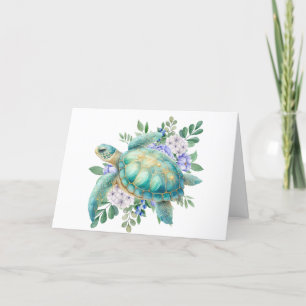 Elegant Pastel Waterverf Zee Turtle Note Kaart