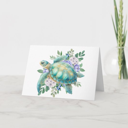 Elegant Pastel Waterverf Zee Turtle Note Kaart (Voorkant)
