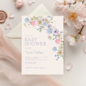 Elegant Pastel Wildflower Baby shower Uitnodiging