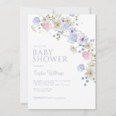 Elegant Pastel Wildflower Baby shower Uitnodiging (Voorkant)