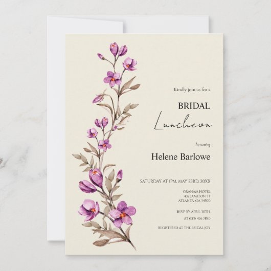 Elegant Pastel Wildflower Boho Bridal Luncheon Kaart (Voorkant)