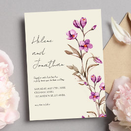 Elegant pastel Wildflower Boho Wedding Invitation Kaart