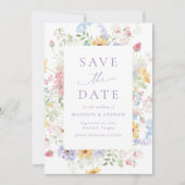 Elegant Pastel Wildflower Garden Wedding Save The Date (Voorkant)