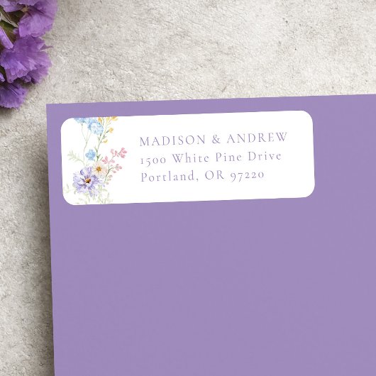 Elegant Pastel Wildflower Wedding Return Address Etiket
