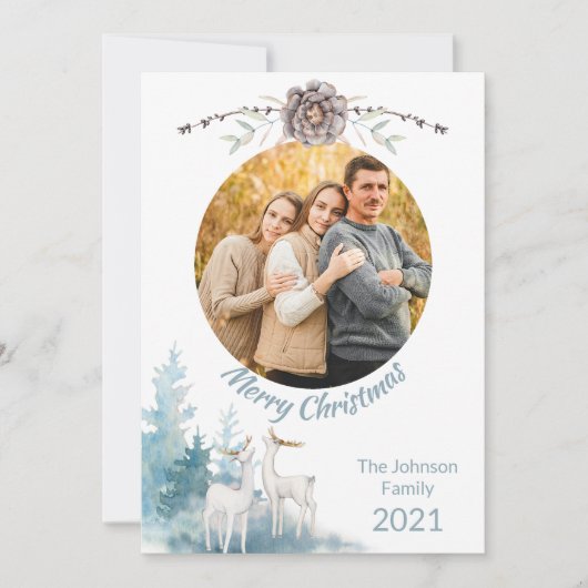 Elegant Pastel Winter Scene - kerstfamilie Foto (Voorkant)