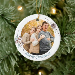 Elegant Pastel Winter Scene - kerstfamilie Foto Keramisch Ornament
