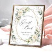 Elegant Pastel Witte Rozen Aanmeldboek Poster