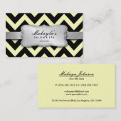 Elegant Pastel Yellow and Black Chevron Pattern Visitekaartje (Voorkant / Achterkant)